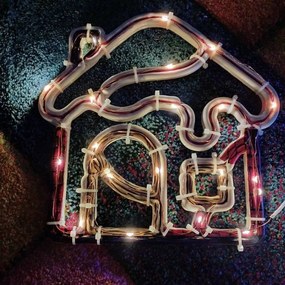 DECOLED Vianočný domček, 30 cm, biely