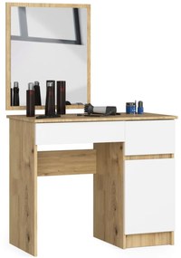 Ak furniture Kozmetický stolík so zrkadlom P-2/SL dub artisan/biely pravý