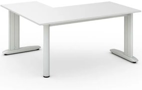 Rohový kancelársky písací stôl PRIMO FLEXIBLE, 1600 x 1400 mm, biela