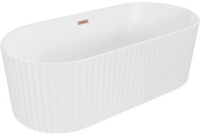 Mexen Paola, voľne stojaca vaňa, drážkovaná, 150 x 75 cm, biela matná, medená matná, 52721507501-65