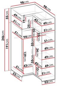Šatníková skriňa Milica  (biela). Vlastná spoľahlivá doprava až k Vám domov. 1122600