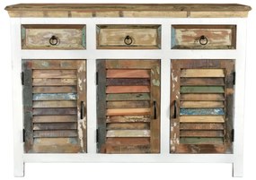 furniture-nabytek.cz - Masívna komoda Perth z recyklovaného dreva, lakovaná, biela/barevná – 125×42×90 cm