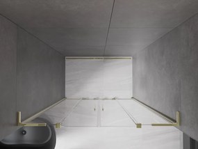 Mexen Velar L Duo, posuvné sprchové dvere do otvoru 140 cm, 8mm číre sklo, zlatá lesklá, 871-140-003-02-50
