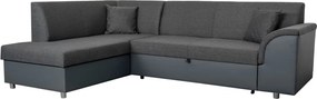 Rohová sedacia súprava Bernett, antracitová ekokoža/sivá tkanina, ľavý roh