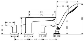 Hansgrohe Talis E, batéria na okraj vane, 4-otvorová inštalácia, kefovaný bronz, HAN-71748140