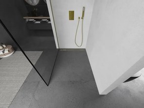 Mexen Kioto, sprchová zástena Walk-In 110 x 200 cm, 8mm číre sklo čierny vzor, zlatý matný profil, 800-110-101-55-70