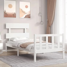 Rám postele s čelom biely 100x200 cm masívne drevo 3193262