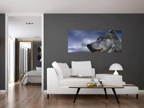 Obraz - Vlčia hlava (120x50 cm)