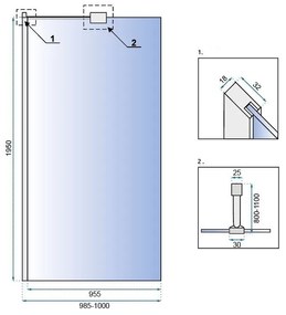 Rea AERO N 100, sprchová zástena WALK IN, 1-krídlová, 100 x 195 cm, lesklý chróm, transparentná, REA-K7551