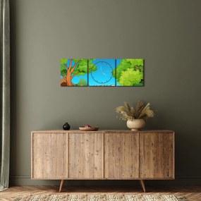 Obraz - Veselé veveričky (s hodinami) (90x30 cm)