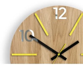Sammer Nadčasové drevené hodiny AKSEL MIRROR - žltá 33 cm AkselWoodYellowMirror