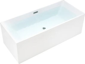 BPS-koupelny Voľne stojaca akrylátová vaňa HYD-SAN507A 150x75 biela, odtokový komplet chróm