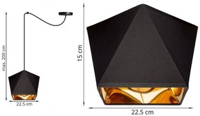 Závesné svietidlo Diamond Gold Spider, 1x čierne/zlaté textilné tienidlo