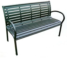 Záhradná lavička KIMBRA, oceľ/plast (120 x 41 x 82 cm)