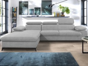 Rohová sedacia súprava Scala, svetlo šedá látka, ľavý roh