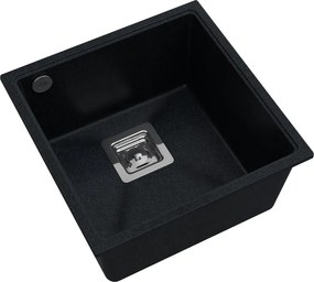 Sink Quality Argon 50, kuchynský granitový drez 420x420x225 mm + chrómový sifón, čierna škvrnitá-Brocade, SKQ-ARG.B.1KBO.50.X