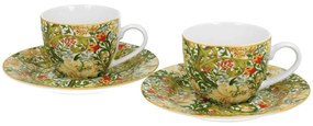 Sada 2 ks porcelánových espresso hrnků  Morris Golden Lilly 90 ml zelená