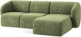 Zelená ženilková rohová pohovka (pravý roh/s leňoškou) Lani – Makamii