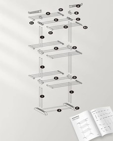 Sušák na prádlo Nehy 172 cm šedý/stříbrný