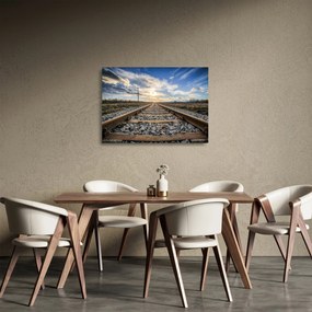 Sklenený obraz - Koľaje (70x50 cm)