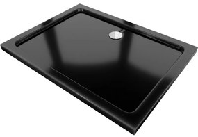 Mexen Flat obdĺžniková sprchová vanička slim 100 x 80 cm, čierna, sifon chromový- 40708010