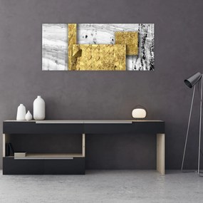 Obraz - Zlaté štvorce N⁰1 (120x50 cm)