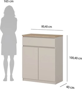 Krémovobiela komoda 80x100x40 cm Naia – Tvilum