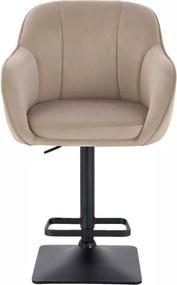 LuxuryForm DESIGN Barová stolička AVOLA VELUR na čiernej hranatej podstave - latte