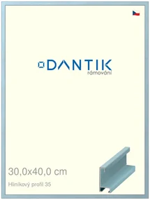 DANTIK rám na obraz 30x40 | ALU Dýha barevná modrá pastel (Plexi Čiré)
