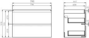 Cersanit Moduo SET, závesná skrinka 80x45x62 cm + umývadlo 80cm, antracitová matná, S801-487-DSM