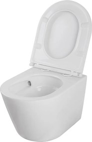 Laveo Nida Cycleon 2.0, závesná WC misa s toaletným sedadlom z duroplastu, Vortex splachovanie, biela lesklá, LAV-VMN_609S