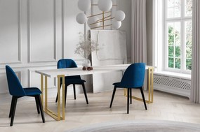 Jedálensky rozkladací stôl RAUL biely mramor + zlatá Rozmer stola: 160/260x80cm
