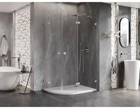 Mexen Lunar, pravý polkruhový sprchový kút 80 x 70 cm, 8mm číre sklo, oceľový profil, 833-080P-070L-97-00