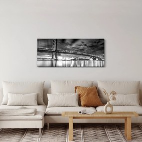 Obraz - Most Benjamina Franklina, Filadelfia, čiernobiely (120x50 cm)