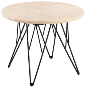 Odkladací stolík Prunus 55 cm béžový mramor/čierny