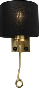 Chytrá nástenná lampa zlatá s USB a čiernym tienidlom vrátane Wifi A60 - Brescia