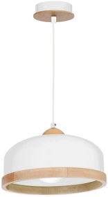 Závesné svietidlo Studio, 1x drevené/biele kovové tienidlo, (fi 32cm), w/br