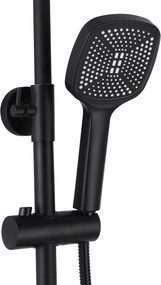 Rea Storm, vaňová/sprchová súprava s dažďovou hlavovou sprchou a ručnou sprchovou hlavicou, čierna matná, REA-P9533