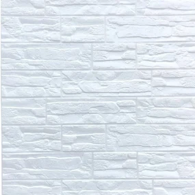 Samolepiace penové 3D panely 0001, rozmer 70 x 77 cm, ukladaný kameň krémovo biely, IMPOL TRADE