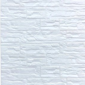 Samolepiace penové 3D panely 0001, rozmer 70 x 77 cm, ukladaný kameň krémovo biely, IMPOL TRADE