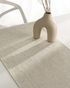 Bežec s volánom 40x160 cm farba produktu béžová látka polopriehľadný, zapletaná, ľanová