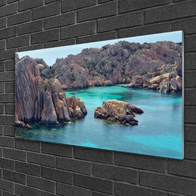 Skleneny obraz Záliv skaly more krajina 140x70 cm