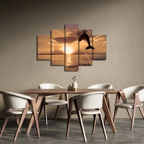 Obraz - Delfín pri západe slnka (150x105 cm)