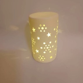 DECOLED Keramický svícen, 7,5 x 12,5 cm, teple bílá