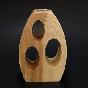 AMADEA Drevená váza oblá s otvormi, masívne drevo, výška 12 cm