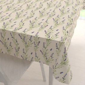 Biante Ľanový obdĺžnikový dekoračný obrus LEN-009 Levandule na režnom 80x120 cm