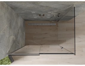 Mexen Omega, sprchovací kút s posuvnými dverami 160 (dvere) x 100 (stena) cm, 8mm sklo, chrómový profil-šedé sklo, 825-160-100-01-40