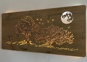 Obraz stromov a mesiaca