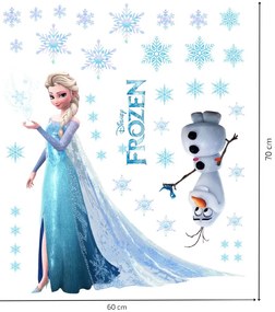 Samolepka na stenu "Elsa a Olaf" 60x70 cm