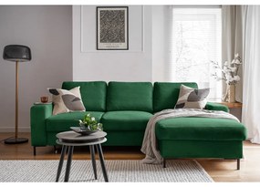 Tmavozelená menčestrová rozkladacia rohová pohovka (pravý roh) Lofty Lilly – Miuform